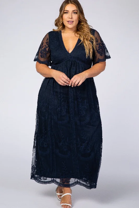 Trendsetting women’s clothing for fashion lovers PinkBlush Navy Lace Mesh Overlay Plus Maxi Dress Trendsetting women’s clothing for fashion lovers PinkBlush Navy Lace Mesh Overlay Plus Maxi Dress