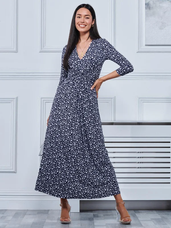 Refresh your wardrobe with high-quality women’s fashion Hayat Twist Front Jersey Maxi Dress, Navy Floral Refresh your wardrobe with high-quality women’s fashion Hayat Twist Front Jersey Maxi Dress, Navy Floral