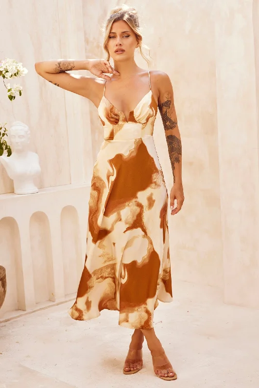 Stylish and comfortable outfits for women   Art Of Love Midi Dress - Tan