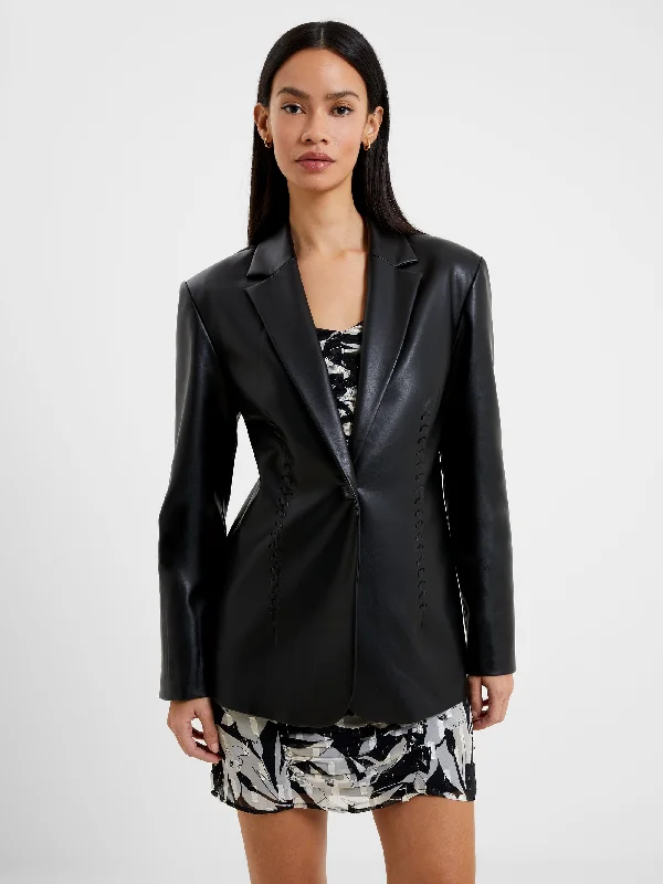 Fashion-forward styles that make a statement   Crolenda PU Lace-Up Blazer