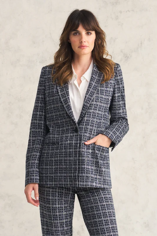 Feminine and fashionable clothing for every wardrobe   Ponte Check Blazer - Ink Check