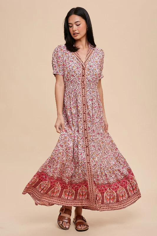 Refresh your wardrobe with high-quality women’s fashion Pink Floral Button Up Midi Dress Refresh your wardrobe with high-quality women’s fashion Pink Floral Button Up Midi Dress
