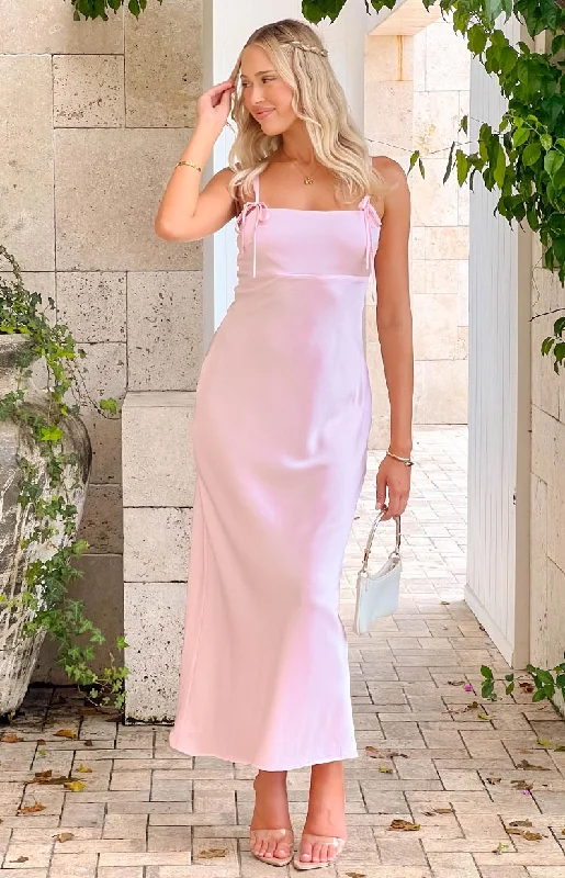 Fashionable women’s clothing that makes you shine   Zya Light Pink Satin Maxi Dress