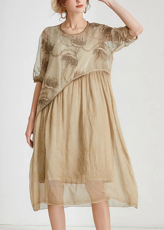 Designer-inspired women’s fashion at affordable prices Unique Khaki O-Neck Cozy Chiffon Maxi Dress Short Sleeve Designer-inspired women’s fashion at affordable prices Unique Khaki O-Neck Cozy Chiffon Maxi Dress Short Sleeve