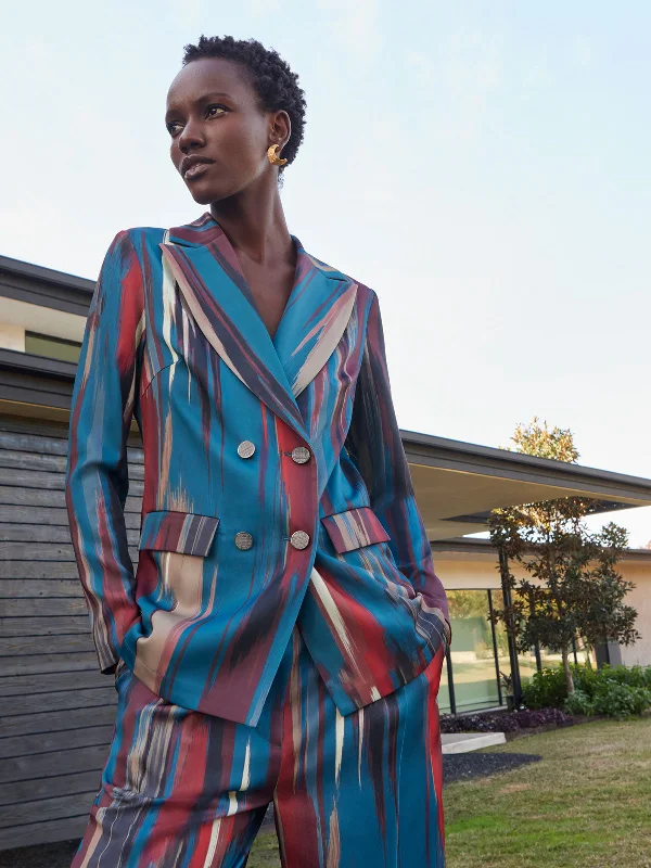 Elevate your look with premium women’s wear   Heritage Fit Double-Breasted Brushstroke Woven Blazer