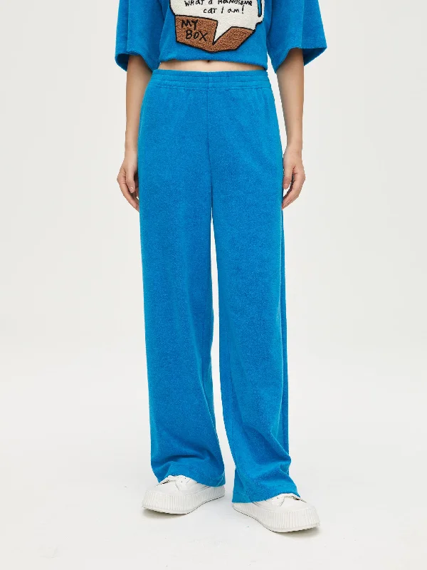 Fashionable, yet affordable women’s apparel   Peacock Blue Terry Knit Pants