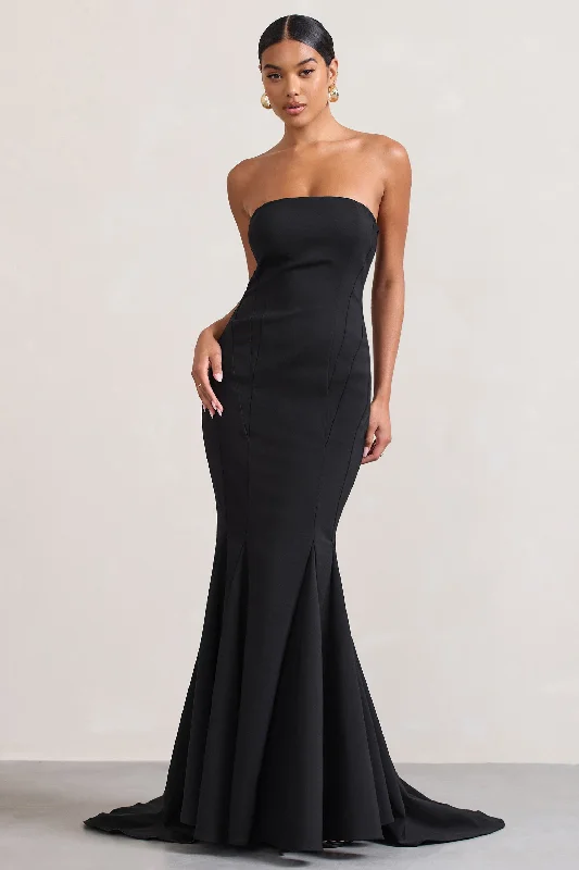 Sleek and sophisticated fashion for modern women Adored | Black Strapless Structured Fishtail Maxi Dress Sleek and sophisticated fashion for modern women Adored | Black Strapless Structured Fishtail Maxi Dress