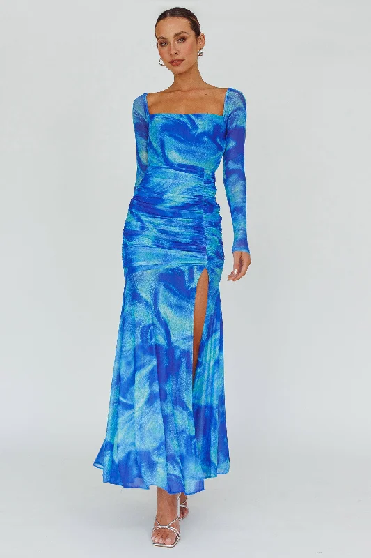 Modern fashion pieces designed for all women Apryl Long Sleeve Lace-Up Back Maxi Dress Blue Modern fashion pieces designed for all women Apryl Long Sleeve Lace-Up Back Maxi Dress Blue