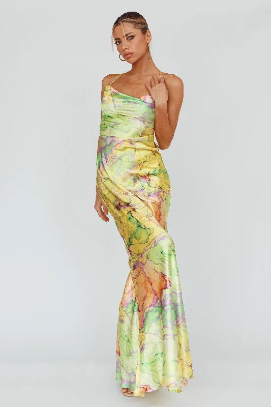 Fashion-forward styles that make a statement   Bailey Strappy Chain Back Maxi Dress Lime