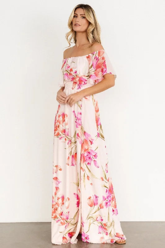 Discover the latest trends in women’s fashion   Daphne Off Shoulder Maxi Dress | Blush Floral