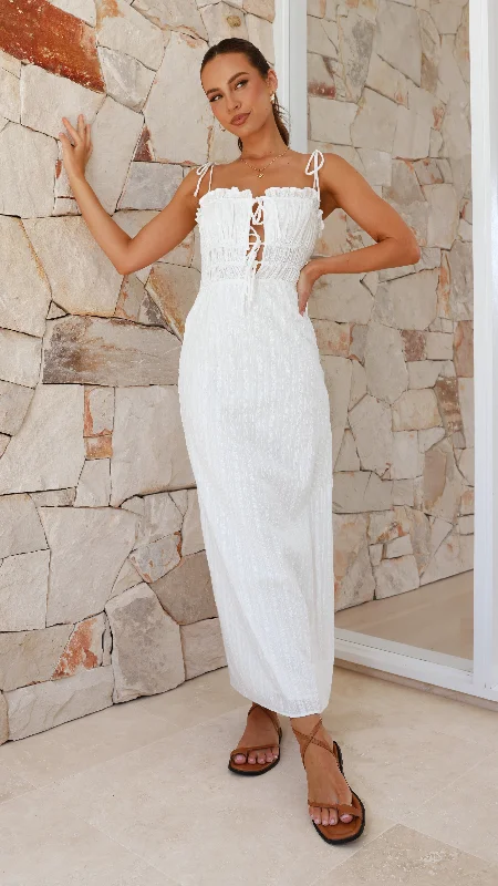Sporty-chic women’s apparel for active lifestyles   Francesca Maxi Dress - White