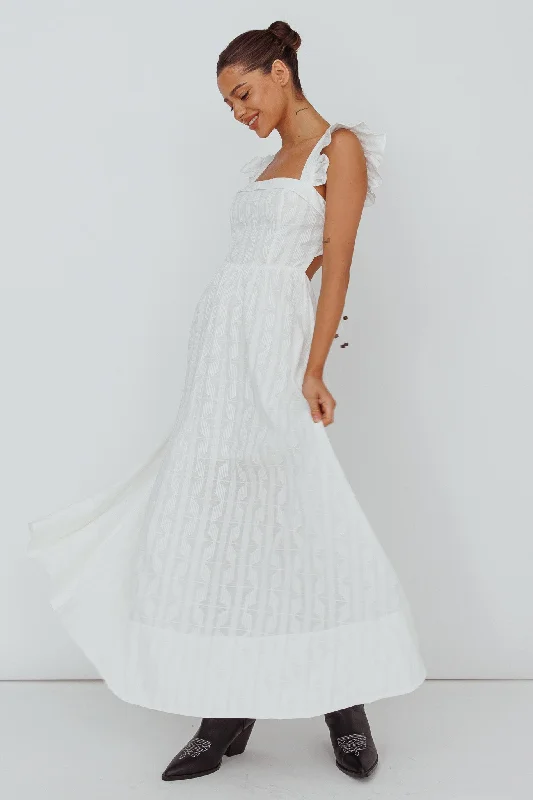 Fashionable women’s clothing that makes you shine Greatest Hits Ruffle Strap Maxi Dress White Fashionable women’s clothing that makes you shine Greatest Hits Ruffle Strap Maxi Dress White