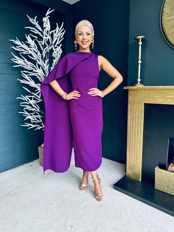 Stylish plus-size clothing for women   Hudson Cape Detail Occasion Dress Plum