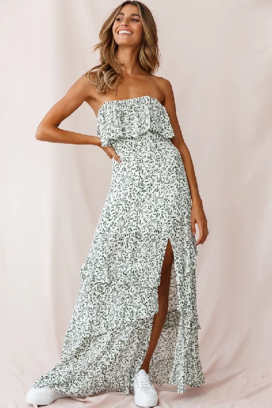Express your style with fashionable women’s clothing Kiya Layered Bandeau Maxi Dress White Floral Print Express your style with fashionable women’s clothing Kiya Layered Bandeau Maxi Dress White Floral Print