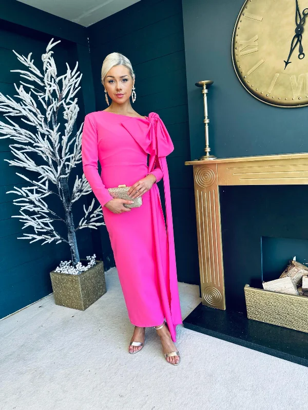 Curated collections for modern, fashionable women Morgan Bow Detail Occasion Dress Pink Curated collections for modern, fashionable women Morgan Bow Detail Occasion Dress Pink