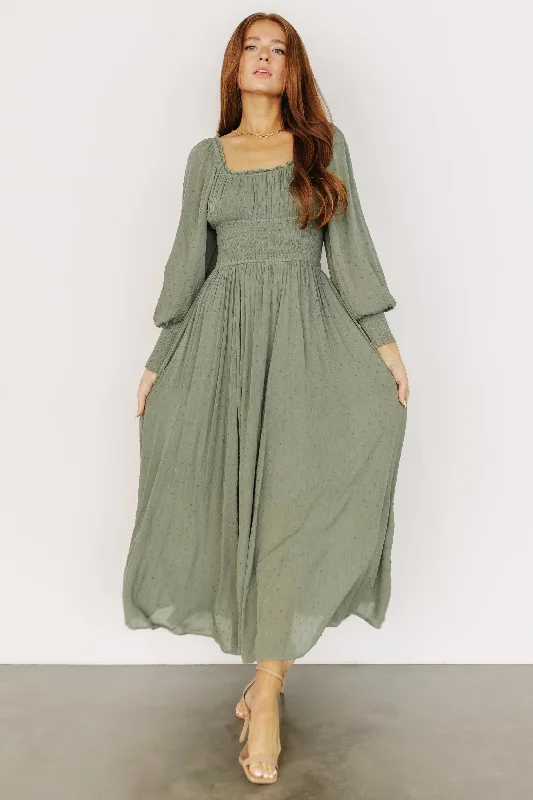 Fashionable clothing to fit every body type   Renata Dot Maxi Dress | Dusty Olive
