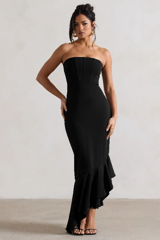 Fashion-forward women’s clothing on a budget Sandy | Black Strapless Corset Asymmetric Maxi Dress Fashion-forward women’s clothing on a budget Sandy | Black Strapless Corset Asymmetric Maxi Dress