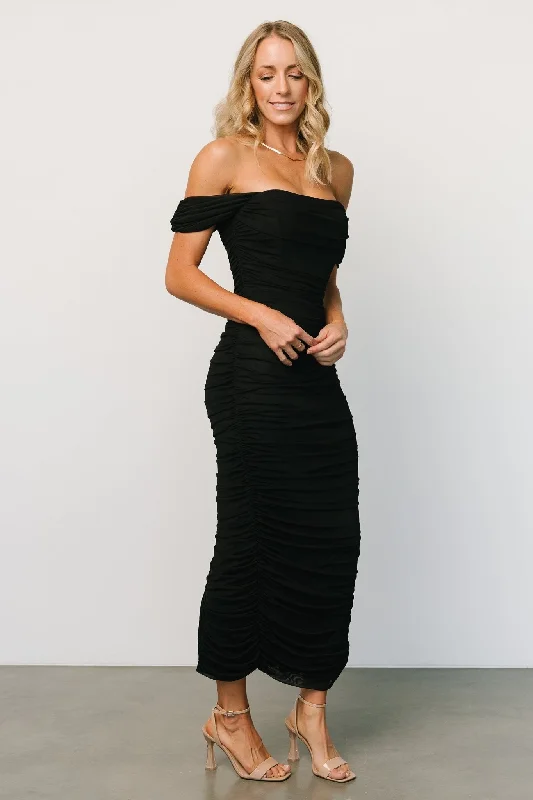Fashionable clothing to fit every body type   Alessandra Mesh Midi Dress | Black