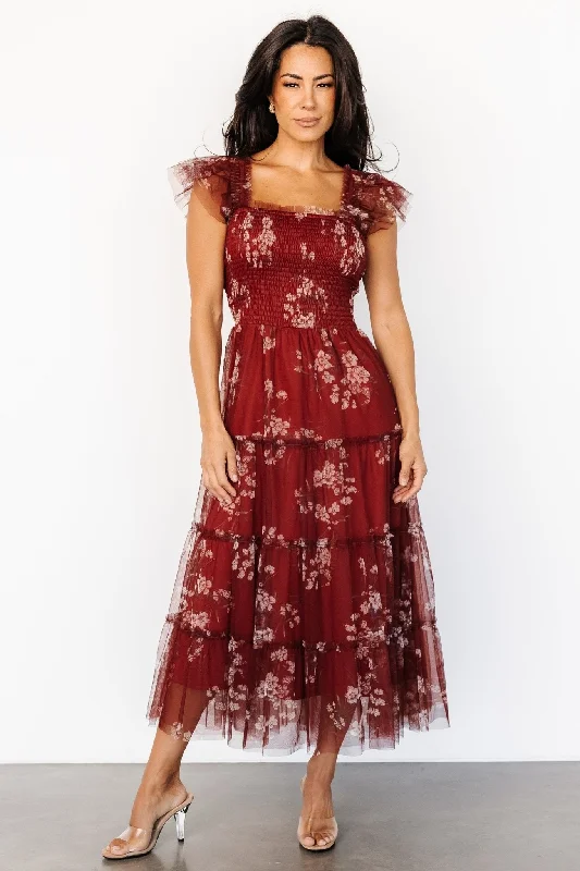Versatile fashion options for every occasion Clementine Tulle Midi Dress | Rust Floral Versatile fashion options for every occasion Clementine Tulle Midi Dress | Rust Floral