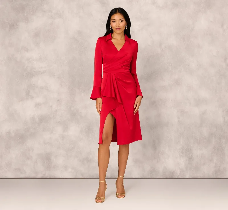 Trendsetting women’s clothing for fashion lovers   Crepe Back Satin Midi Dress In Red