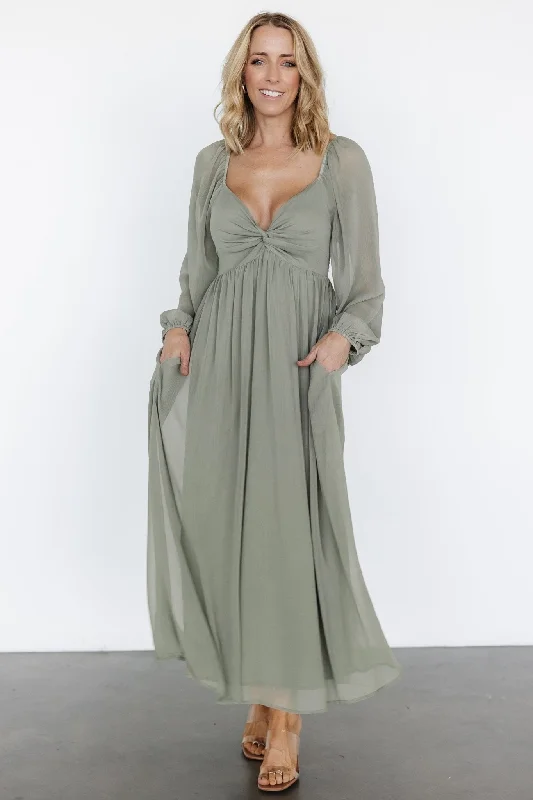 Sleek and sophisticated fashion for modern women   Dione Midi Dress | Dusty Olive