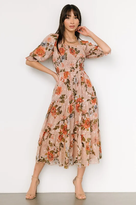 Step into style with our women’s clothing collection Fabian Jacquard Midi Dress | Dusty Mauve Multi Step into style with our women’s clothing collection Fabian Jacquard Midi Dress | Dusty Mauve Multi