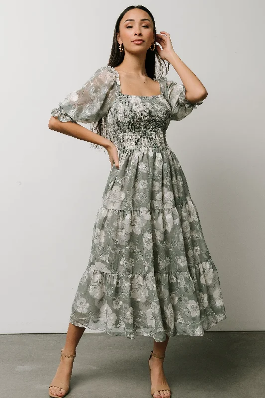 Chic for every occasion and style   Fabian Jacquard Midi Dress | Dusty Sage