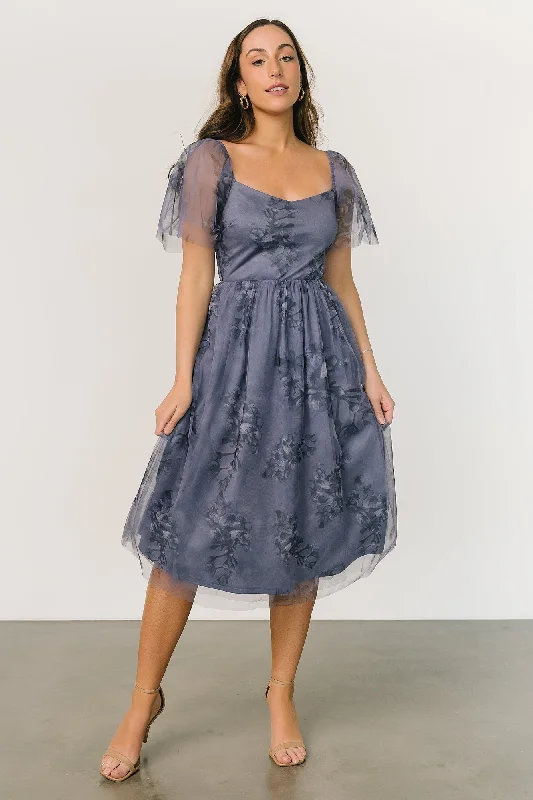 Sporty-chic women’s apparel for active lifestyles Gwyneth Tulle Midi Dress | Slate Blue Multi Sporty-chic women’s apparel for active lifestyles Gwyneth Tulle Midi Dress | Slate Blue Multi