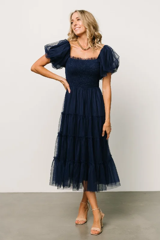 Women’s clothing that fits your personality and style   Liv Tulle Midi Dress | Navy
