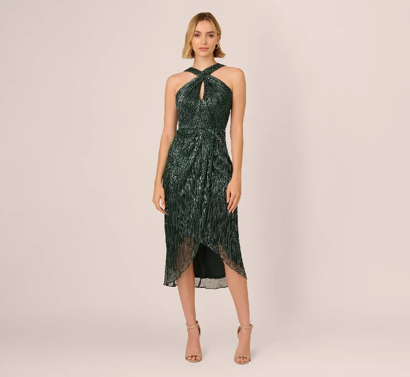 Look and feel your best in our women’s wear Metallic Knit Halter Midi Dress With Wrap Skirt In Green Pine Look and feel your best in our women’s wear Metallic Knit Halter Midi Dress With Wrap Skirt In Green Pine