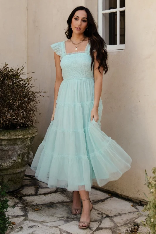 Women’s clothing to inspire confidence and beauty   Mindi Tulle Midi Dress | Sea Blue
