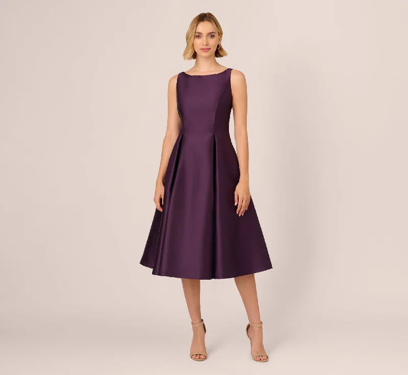 Stylish clothing designed to flatter every woman Sleeveless Mikado Fit And Flare Midi Dress With V-Back In Luxe Plum Stylish clothing designed to flatter every woman Sleeveless Mikado Fit And Flare Midi Dress With V-Back In Luxe Plum