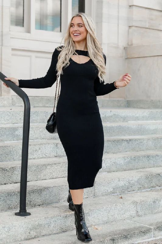 Effortlessly chic fashion for today’s woman Still Night Black Long Sleeve Midi Dress FINAL SALE Effortlessly chic fashion for today’s woman Still Night Black Long Sleeve Midi Dress FINAL SALE