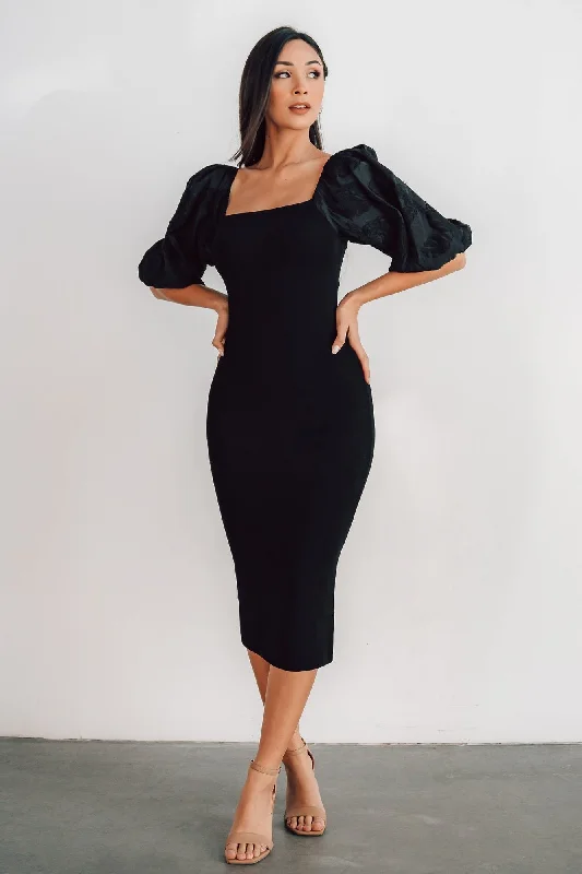 Perfect fashion pieces for the busy woman   Weyland Bodycon Midi Dress | Black