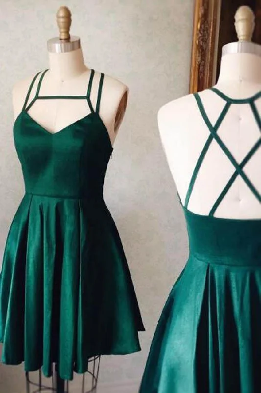 Versatile outfits to transition from day to night Cute A-line Short Green Satin Homecoming Dress Party Dress PD127 Versatile outfits to transition from day to night Cute A-line Short Green Satin Homecoming Dress Party Dress PD127