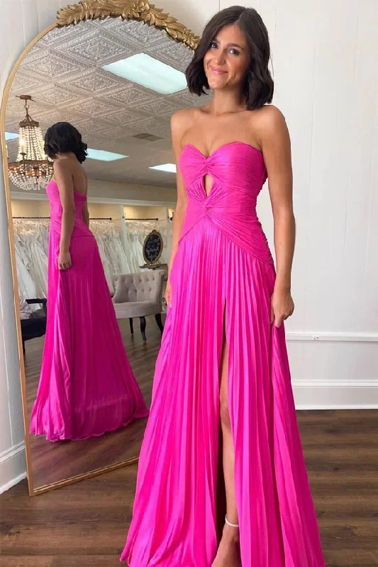 Elegant casual clothing for modern women Hot Pink Strapless Keyhole Pleated A-Line Prom Formal Dress PSK481 Elegant casual clothing for modern women Hot Pink Strapless Keyhole Pleated A-Line Prom Formal Dress PSK481