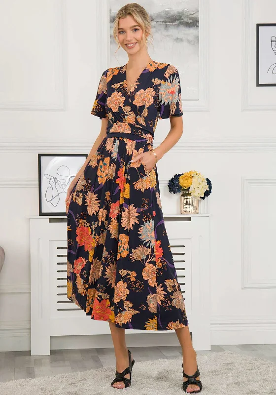 Affordable stylish women’s fashion collection Jolie Moi Sheyra Floral Print Jersey Maxi Dress, Navy Orange Affordable stylish women’s fashion collection Jolie Moi Sheyra Floral Print Jersey Maxi Dress, Navy Orange