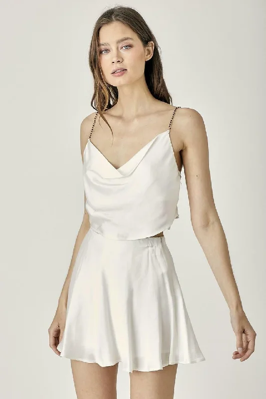 Trendy women’s clothing with a modern twist   Selma White Satin Two-Piece Mini Dress