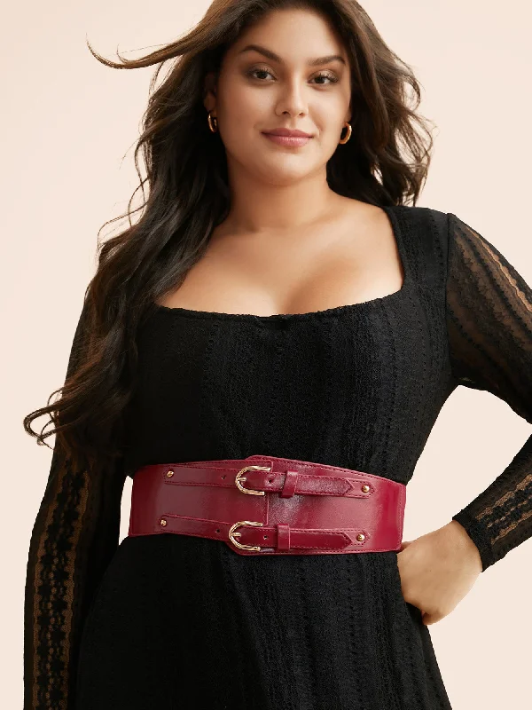 Summer-ready fashion for stylish women   Two Rows Of Buckles Waist Belt