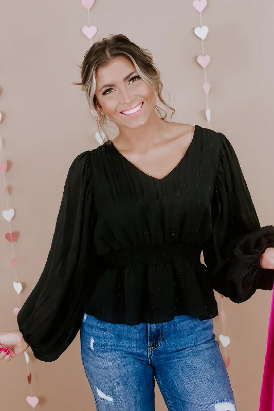 High-quality women’s wear for everyday elegance   A Little Shine Blouse , Black
