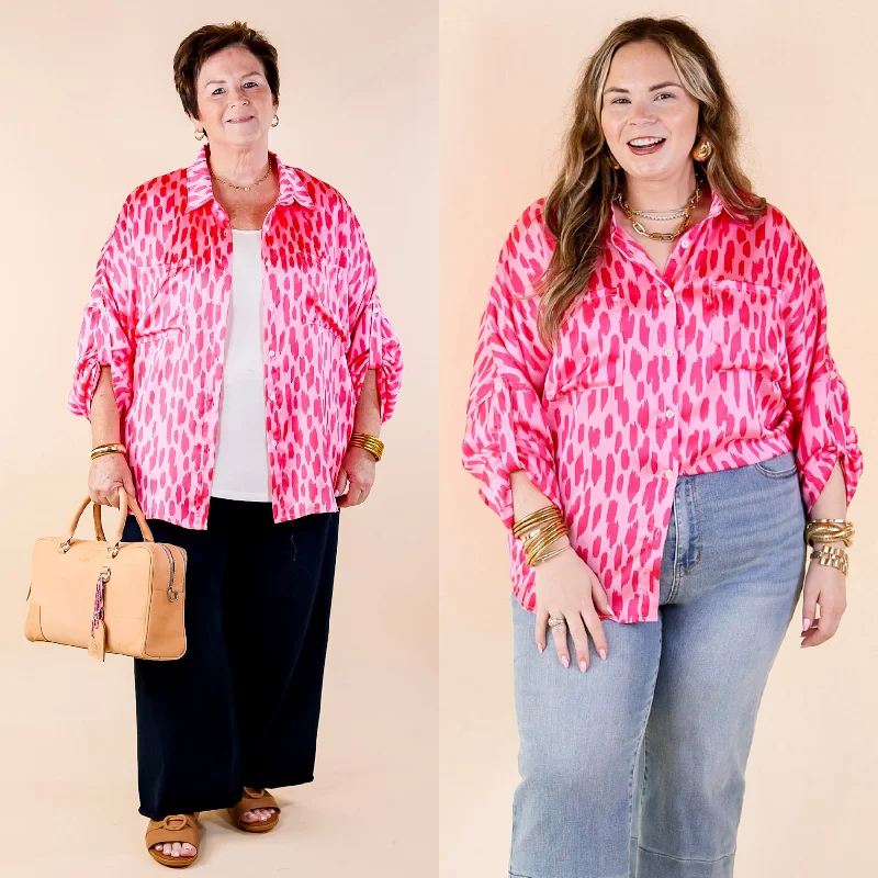 Dress up or down with these versatile pieces A Perfect Day Button Up Poncho Top in Pink Mix Dress up or down with these versatile pieces A Perfect Day Button Up Poncho Top in Pink Mix
