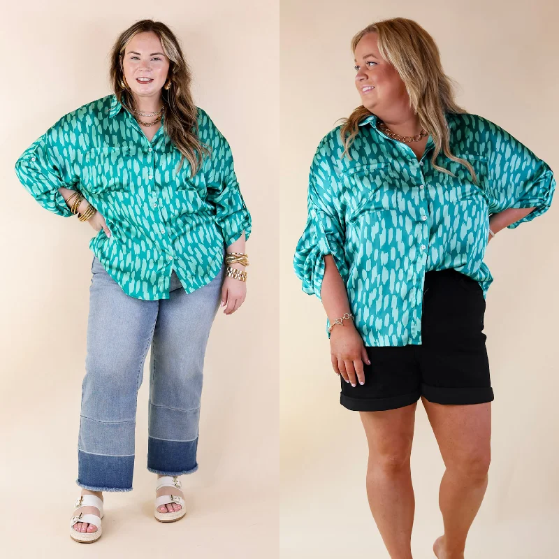 Versatile fashion options for every occasion A Perfect Day Button Up Poncho Top in Teal Green Mix Versatile fashion options for every occasion A Perfect Day Button Up Poncho Top in Teal Green Mix