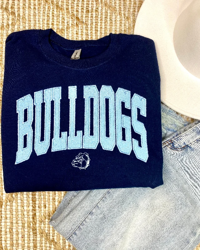 Classic pieces for a timeless wardrobe   Bulldog Navy Embroidered Pullover