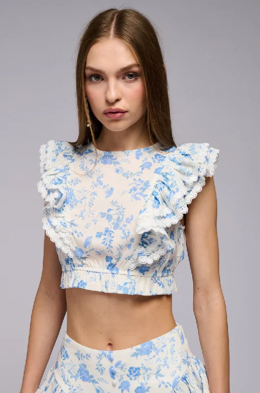 Elegant casual clothing for modern women   CALL ME PRETTY FLORAL BLOUSE WITH LACE