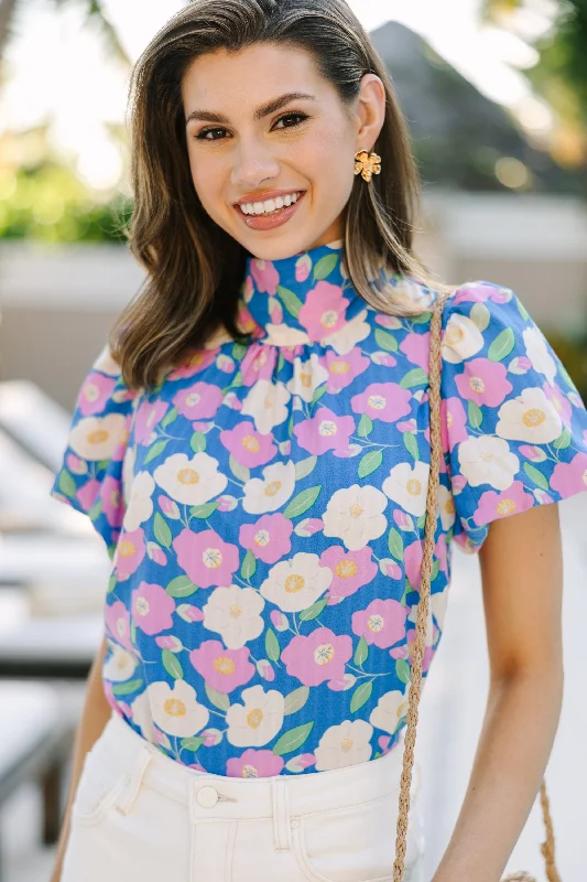 Stylish plus-size clothing for women   Can't Let You Go Light Blue Floral Blouse