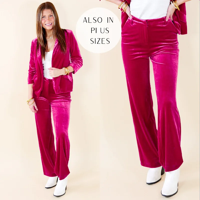 Classic pieces for a timeless wardrobe   Chic Arrival Velvet Trouser Pants in Fuchsia Pink