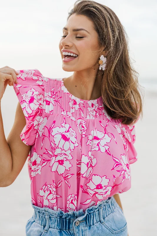 Feminine and fashionable clothing for every wardrobe Clear Your Mind Pink Floral Blouse Feminine and fashionable clothing for every wardrobe Clear Your Mind Pink Floral Blouse