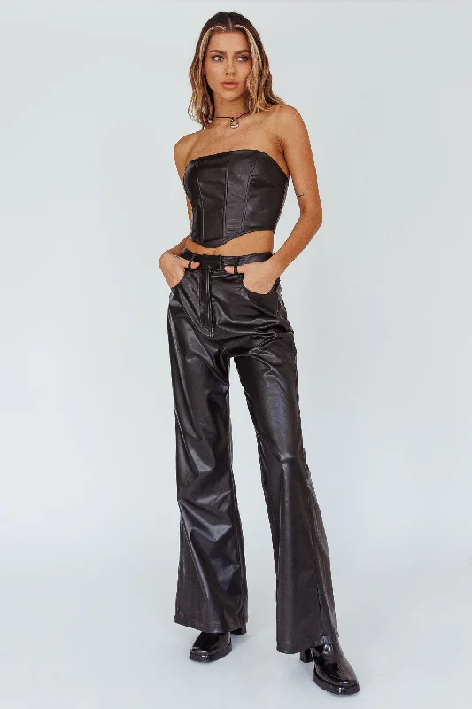 Bold, confident, and stylish women’s clothing   Coussin Faux Leather Pants Black