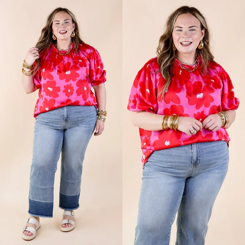 Curated collections of sophisticated women’s wear Divine Design Floral Blouse With Puffed Sleeve and Ruffle Neckline in Pink Curated collections of sophisticated women’s wear Divine Design Floral Blouse With Puffed Sleeve and Ruffle Neckline in Pink