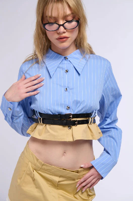 Soft, breathable fabrics for fashionable women DOUBLE BELTED POPLIN BUTTON DOWN COLLARED SHIRT Soft, breathable fabrics for fashionable women DOUBLE BELTED POPLIN BUTTON DOWN COLLARED SHIRT